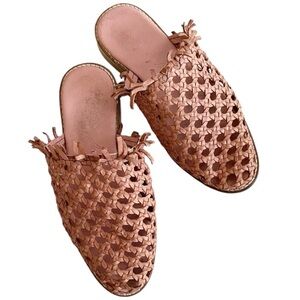 Free People Mirage woven frayed leather mules size 36